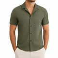 Chemise homme M vert kaki à manches courtes col ouvert style décontracté