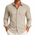 Chemise homme M beige à manches longues coupe ajustée