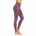 Legging femme S en tissu extensible prune taille haute pour sport