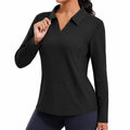 Polo femme taille M noir à manches longues coupe ajustée