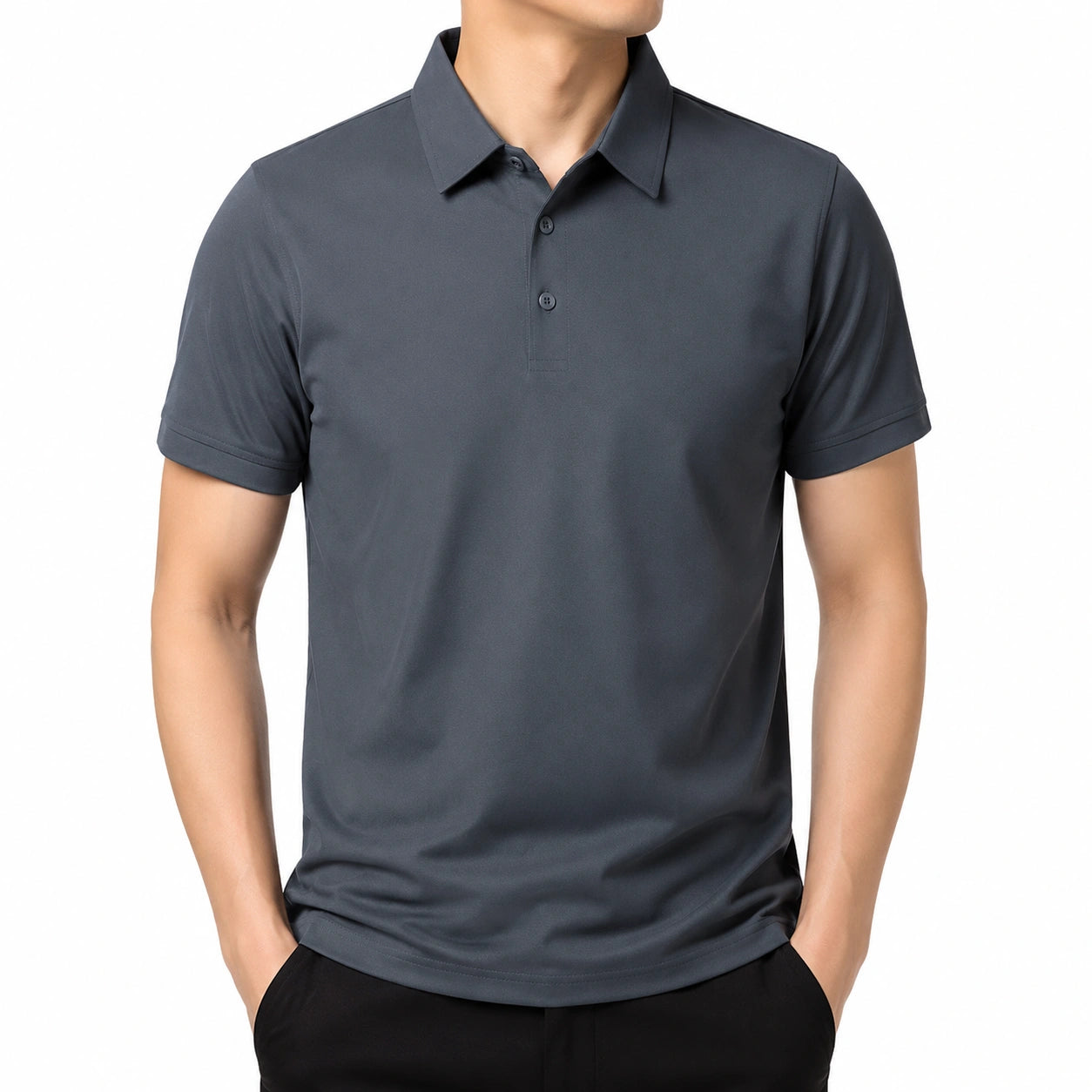 Polo homme taille M gris anthracite manches courtes style décontracté