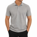 Polo homme taille L maille piquée gris clair manches courtes décontracté