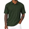 Polo homme taille M vert foncé à manches courtes motif texturé style décontracté