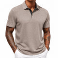 Polo homme taille M taupe en tissu texturé à col contrasté style décontracté