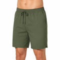 Short de bain homme XL en tissu synthétique vert kaki - taille élastiquée à cordon