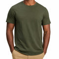 T-shirt homme M en jersey vert kaki à manches courtes coupe droite