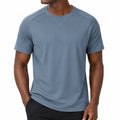 T-shirt homme L en tissu synthétique bleu ardoise à manches courtes style sportif